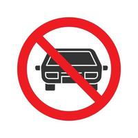 segno proibito con icona del glifo con auto. nessun divieto di sosta. simbolo di sagoma di arresto. spazio negativo. illustrazione vettoriale isolato