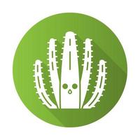 icona del glifo con ombra lunga cactus design piatto a canne d'organo vettore