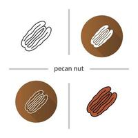 icona di noci pecan. design piatto, stili lineari e di colore. illustrazioni vettoriali isolate