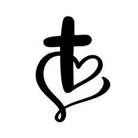 Illustrazione vettoriale di Christian Logo. Emblema con croce e Sacra Bibbia. Comunità religiosa. Elemento di design per poster, logo, badge, segno