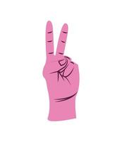 segno di pace della mano sinistra rosa vettore