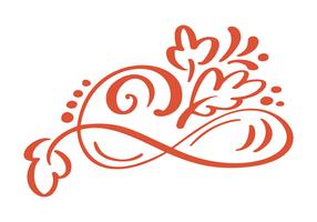 Elementi floreali disegnati a mano di disegno di autunno isolati su fondo bianco per retro progettazione. Vector calligrafia e lettering illustrazione