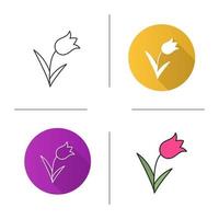 icona del tulipano. design piatto, stili lineari e di colore. illustrazioni vettoriali isolate