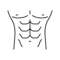 icona lineare del torso maschile muscoloso. fitness, bodybuilding. illustrazione di linea sottile. simbolo di contorno. disegno vettoriale isolato contorno