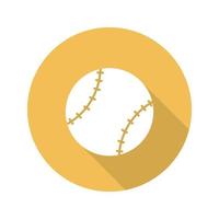 icona del glifo con ombra lunga design piatto palla da baseball. illustrazione vettoriale silhouette
