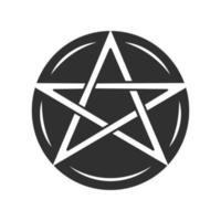 icona del glifo con pentagramma. pentacolo rituale occulto. stella del diavolo. culto satanico, simbolo silhouette wiccan e pagano. stregoneria, segno esoterico e diabolico. ettagramma mistico. illustrazione vettoriale isolato