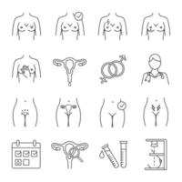 set di icone lineari di ginecologia vettore