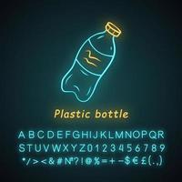 icona della luce al neon della bottiglia di plastica vettore