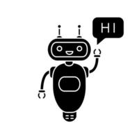 chatbot che dice ciao icona glifo vettore