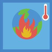 illustrazione del riscaldamento globale dell'icona del fuoco vettore