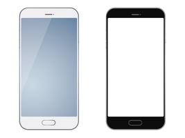 Un insieme di due smartphone isolati su fondo bianco. vettore