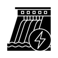icona del glifo con diga idroelettrica vettore