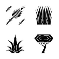 set di icone del glifo con piante del deserto vettore