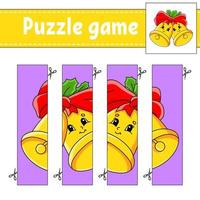 gioco di puzzle per bambini. pratica di taglio tema natalizio. foglio di lavoro per lo sviluppo dell'istruzione. pagina delle attività. personaggio dei cartoni animati. vettore