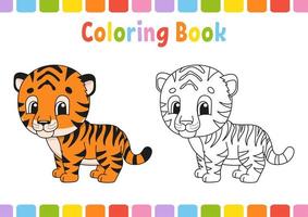 libro da colorare per bambini. carattere allegro. illustrazione vettoriale. stile cartone animato carino. pagina fantasy per bambini. sagoma contorno nero. isolato su sfondo bianco. vettore