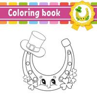 libro da colorare per bambini. carattere allegro. illustrazione vettoriale. stile cartone animato carino. sagoma di contorno nero. isolato su sfondo bianco. ns. giorno di patrizio. vettore