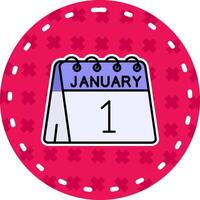 1 ° di gennaio linea pieno etichetta icona vettore