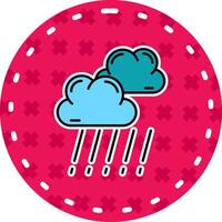 pioggia linea pieno etichetta icona vettore