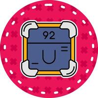uranio linea pieno etichetta icona vettore