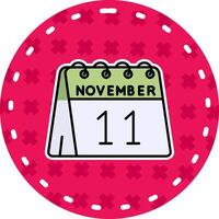 11 ° di novembre linea pieno etichetta icona vettore