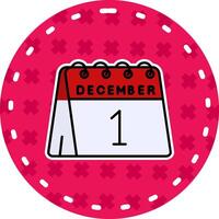1 ° di dicembre linea pieno etichetta icona vettore