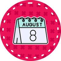 8 ° di agosto linea pieno etichetta icona vettore