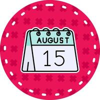 15 di agosto linea pieno etichetta icona vettore