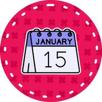 15 di gennaio linea pieno etichetta icona vettore