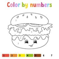 colore con i numeri. libro da colorare per bambini. illustrazione vettoriale. personaggio dei cartoni animati. disegnato a mano. pagina del foglio di lavoro per bambini. isolato su sfondo bianco. vettore