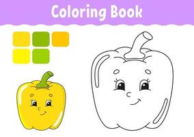 libro da colorare per bambini. carattere allegro. illustrazione vettoriale. stile cartone animato carino. pagina fantasy per bambini. sagoma contorno nero. isolato su sfondo bianco. vettore