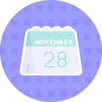 28th di novembre piatto etichetta icona vettore