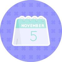 5 ° di novembre piatto etichetta icona vettore