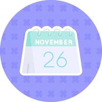 26th di novembre piatto etichetta icona vettore