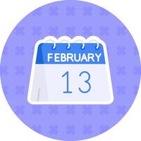 13 ° di febbraio piatto etichetta icona vettore