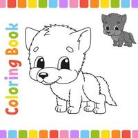 libro da colorare per bambini. carattere allegro. illustrazione vettoriale. stile cartone animato carino. pagina fantasy per bambini. sagoma contorno nero. isolato su sfondo bianco. vettore