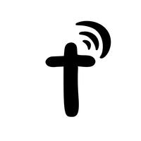 Illustrazione vettoriale di Christian Logo. Emblema con il concetto di croce con la vita della comunità religiosa. Elemento di design per poster, logo, badge, segno