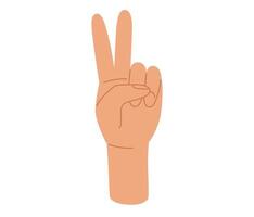 pace cartello umano mano. v vittoria braccio gesto. vettore illustrazione nel mano disegnato stile