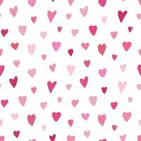 senza soluzione di continuità modello di piccolo rosa cuori. San Valentino giorno, amore, romantico sfondo. disegnato a mano illustrazione, vettore