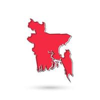 illustrazione vettoriale della mappa rossa del Bangladesh su sfondo bianco