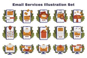 collezione di e-mail servizio illustrazioni vettore