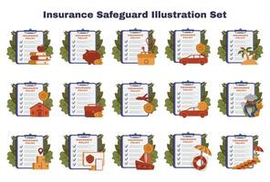 assicurazione salvaguardia illustrazione impostato vettore