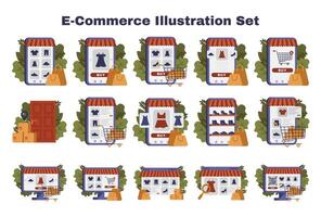 e-commerce illustrazione impostato vettore