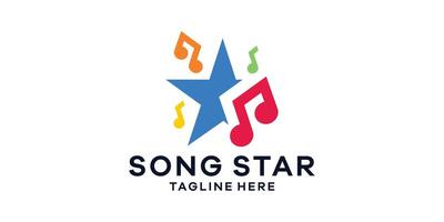 logo design combinazione di musicale Appunti con stelle, musica stella idea, logo design modello simbolo icona idea. vettore