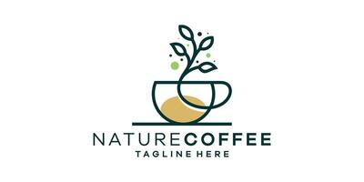 logo design combinando pianta forme con caffè. logo design natura caffè. vettore