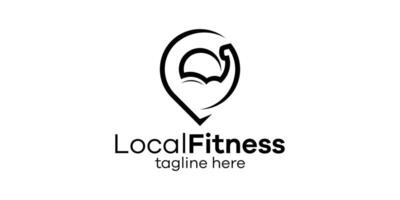 logo design combinando il forma di un' perno carta geografica con muscoli, logo design per un' fitness centro. vettore