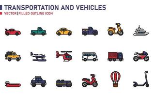 icona di trasporto e veicoli vettore