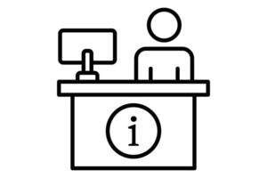 informazione scrivania icona. icona relazionato per informazione e assistenza. linea icona stile. elemento illustrazione vettore