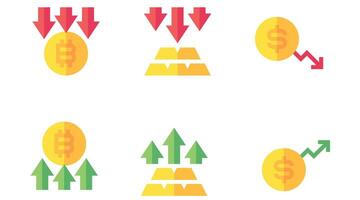 moneta e monete vettore icone impostato per attività commerciale e finanza