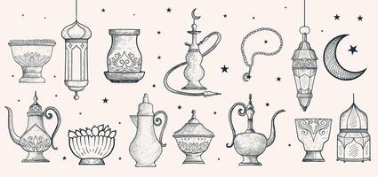 mano disegnato Arabo ornamento illustrazione per Ramadan e eid al Fitr eventi vettore