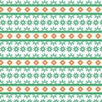 tribale tradizionale tessuto batik etnico di ikat floreale senza soluzione di continuità modello di verde le foglie primavera fiorire vettore design su un' bianca sfondo